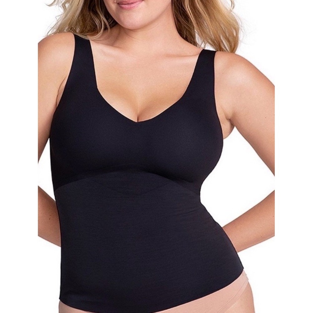 Honeylove LiftWear Tank Top 2X Black Compression Slimming Built In Bra NWT